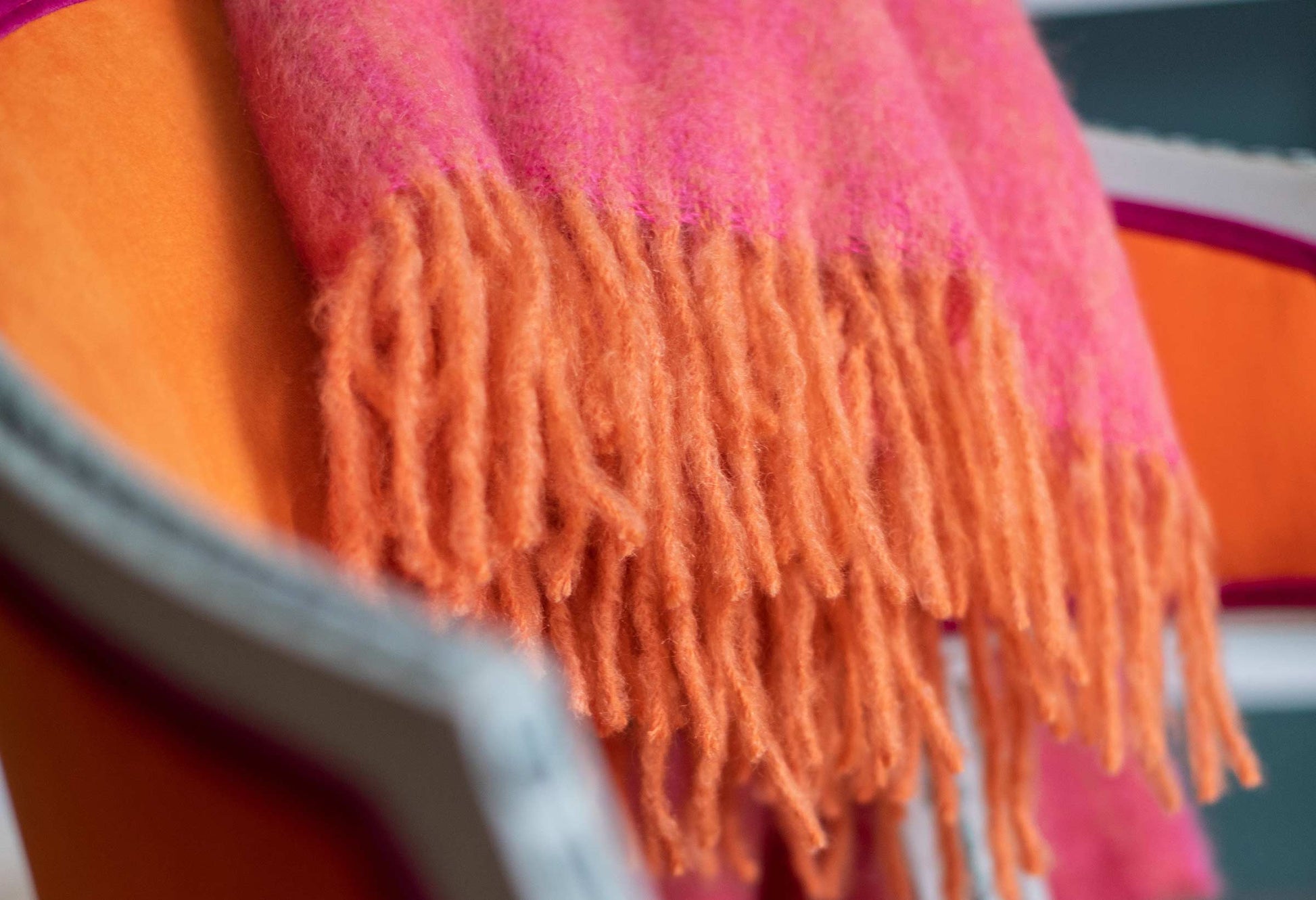 Mohair Blanket Orange & Pion Melange