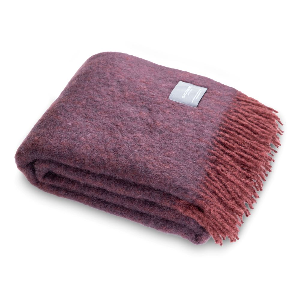 Mohair Blanket Wine & Aubergine Melange