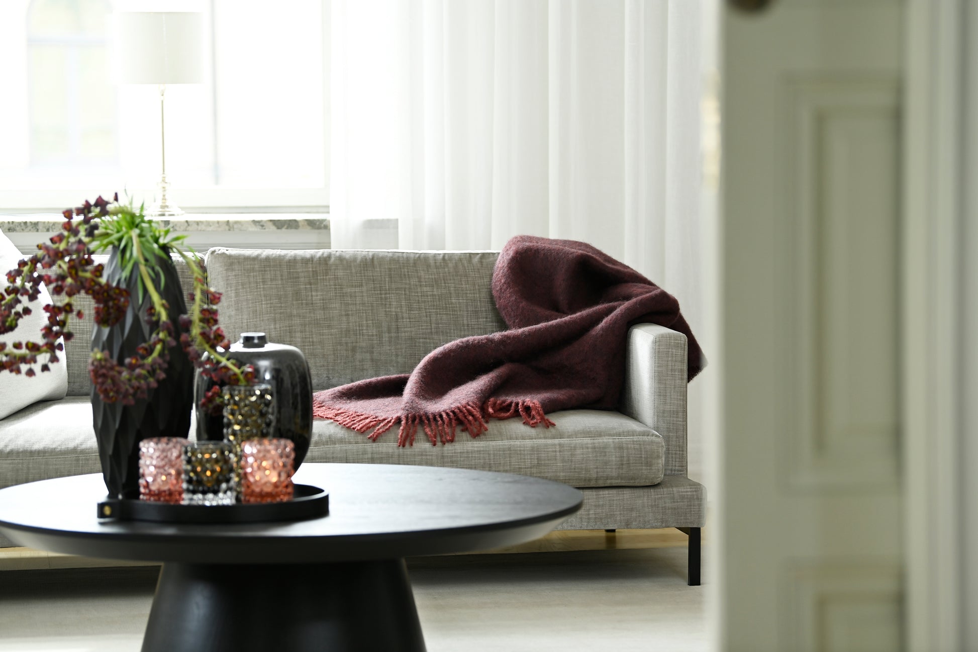 Mohair Blanket Wine & Aubergine Melange