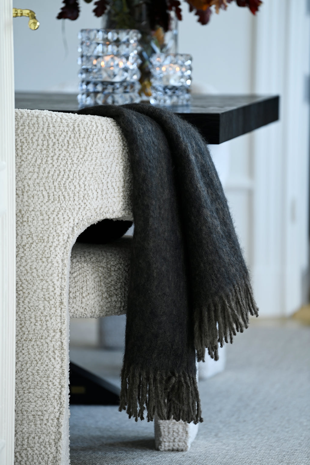Mohair Blanket Charcoal & Black Melange