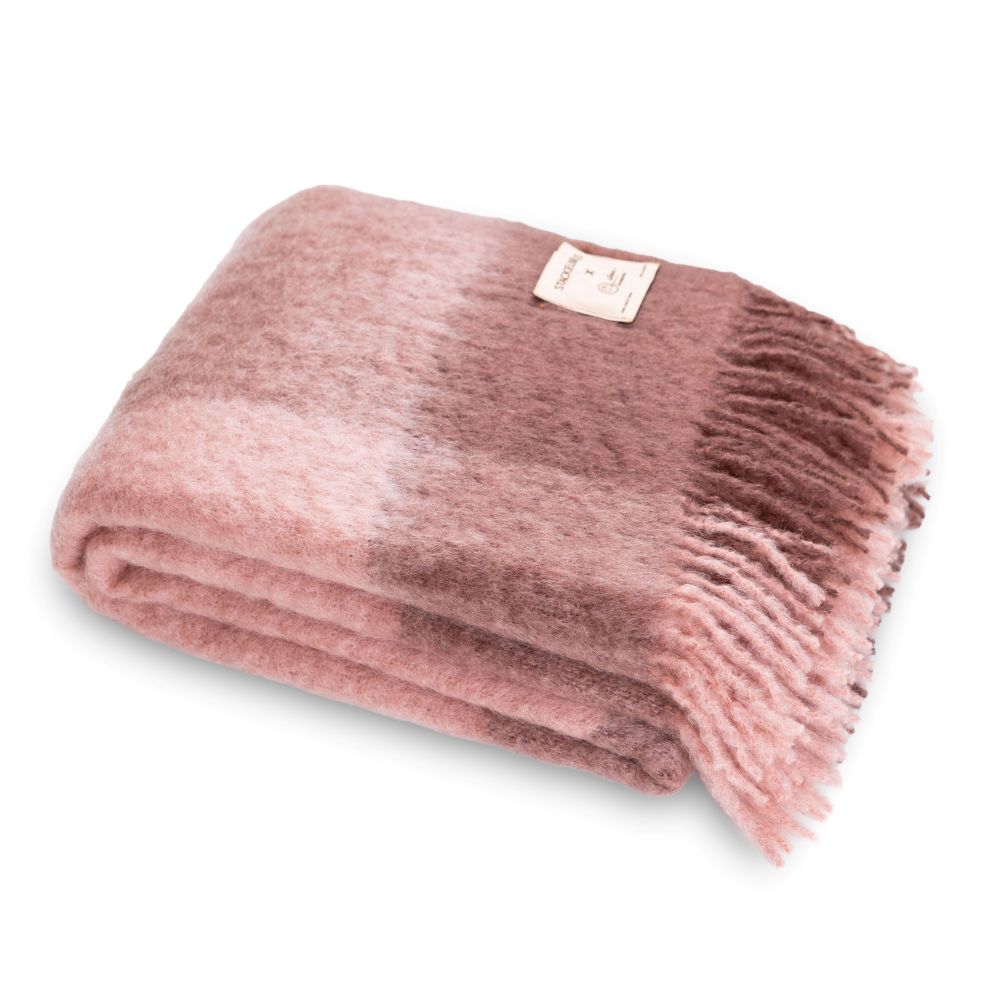 Mohair Blanket LISBETH Antique Rose & Mahogny
