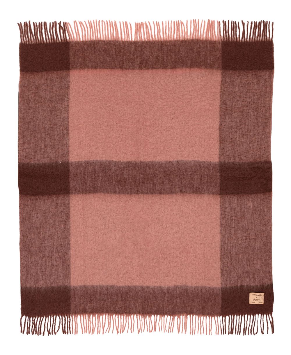 Mohair Blanket LISBETH Antique Rose & Mahogny