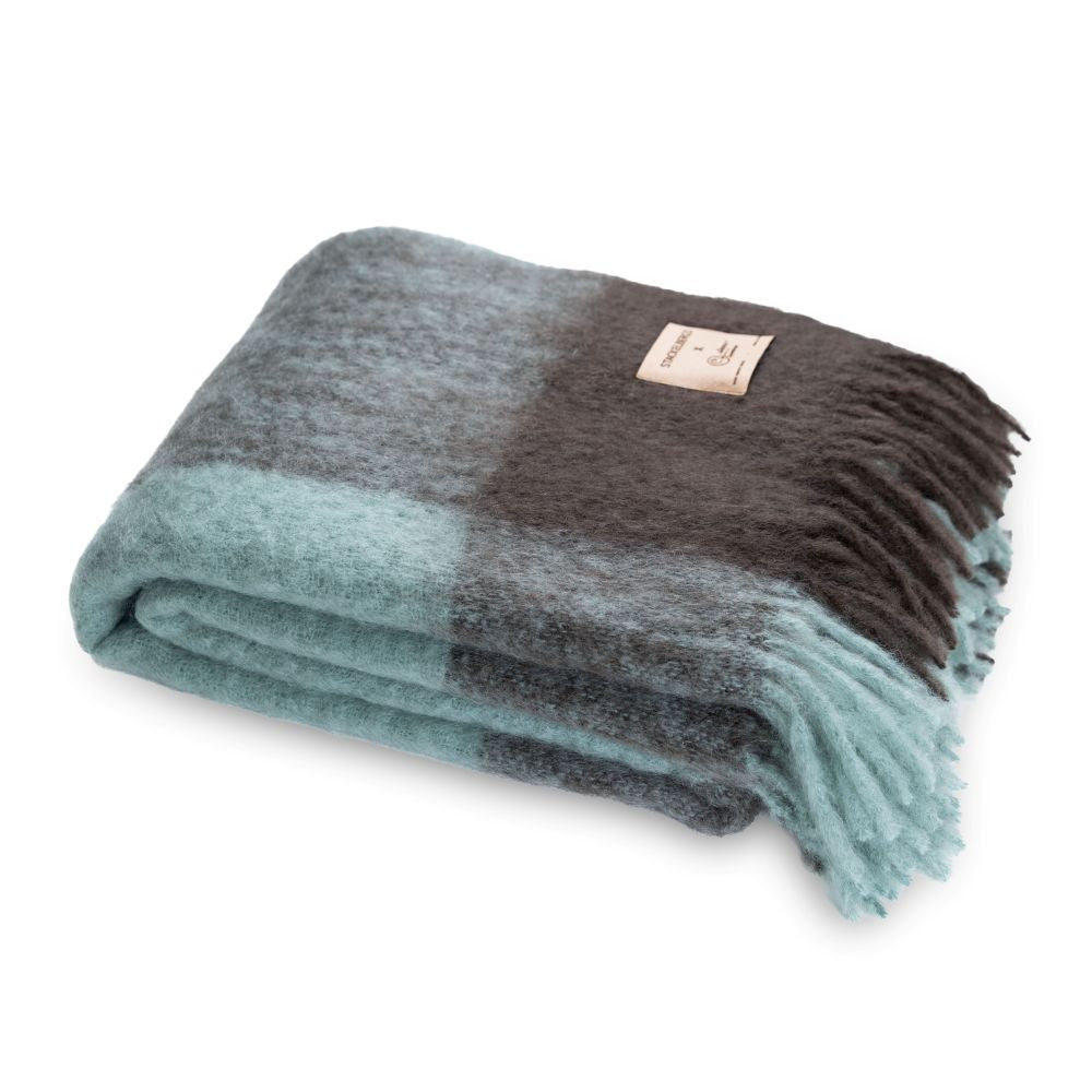 Mohair Blanket SUZANNE Mint & Chocolate