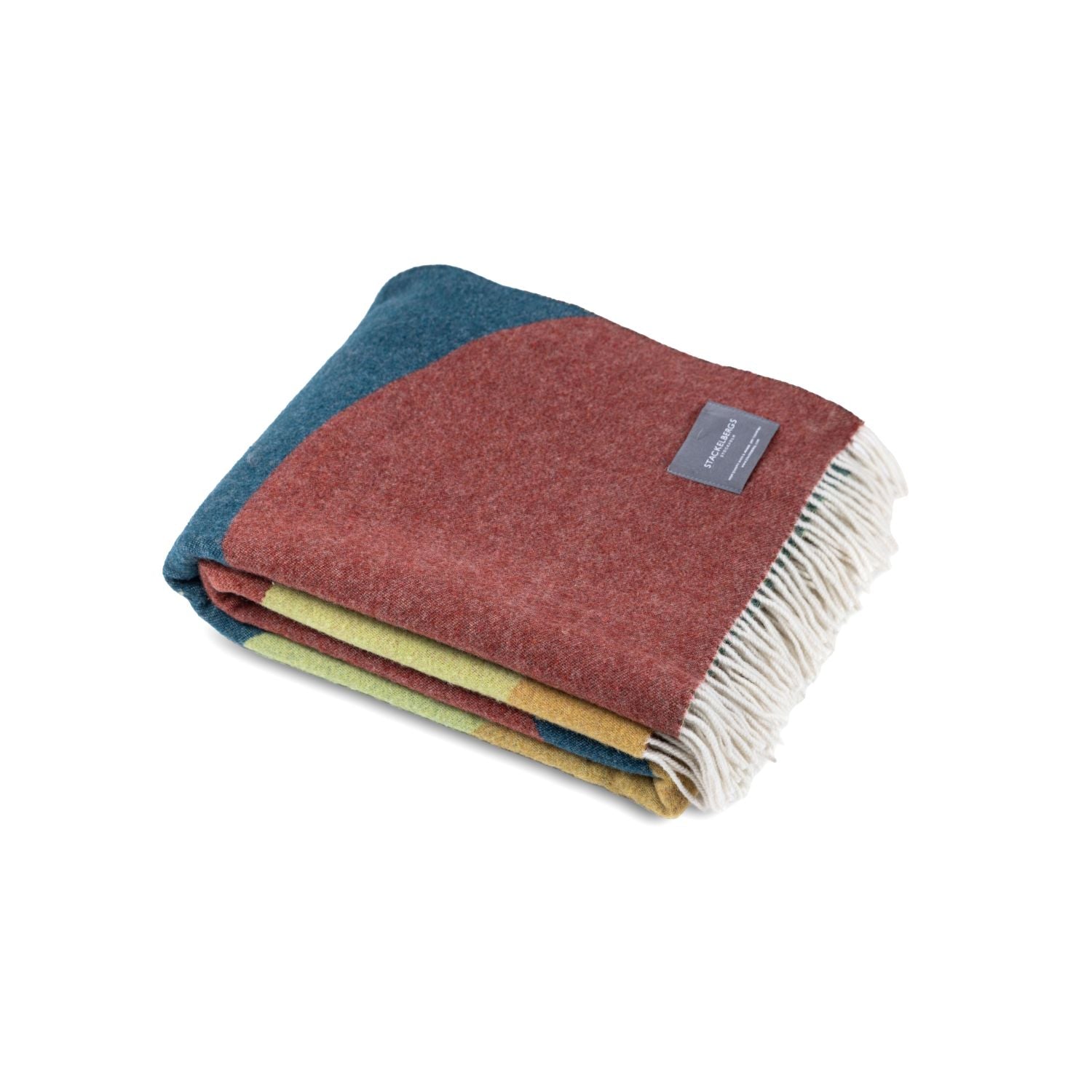 Wave Wool Blanket Lime, Ocra, Petrol & Wine