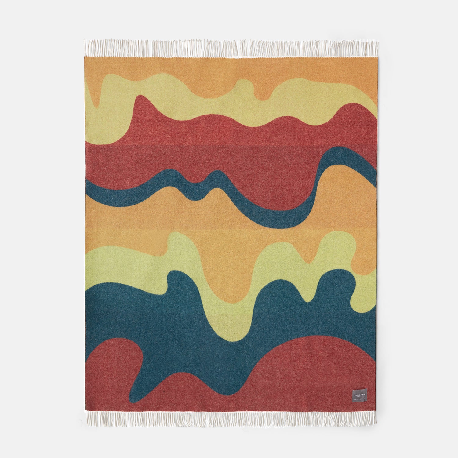 Wave Wool Blanket Lime, Ocra, Petrol & Wine