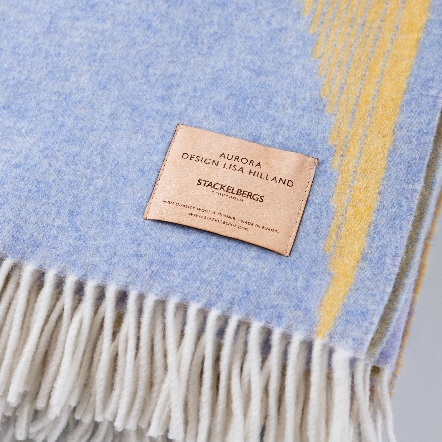 AURORA  BoreasWool Blanket Light Blue, Yellow & Pink