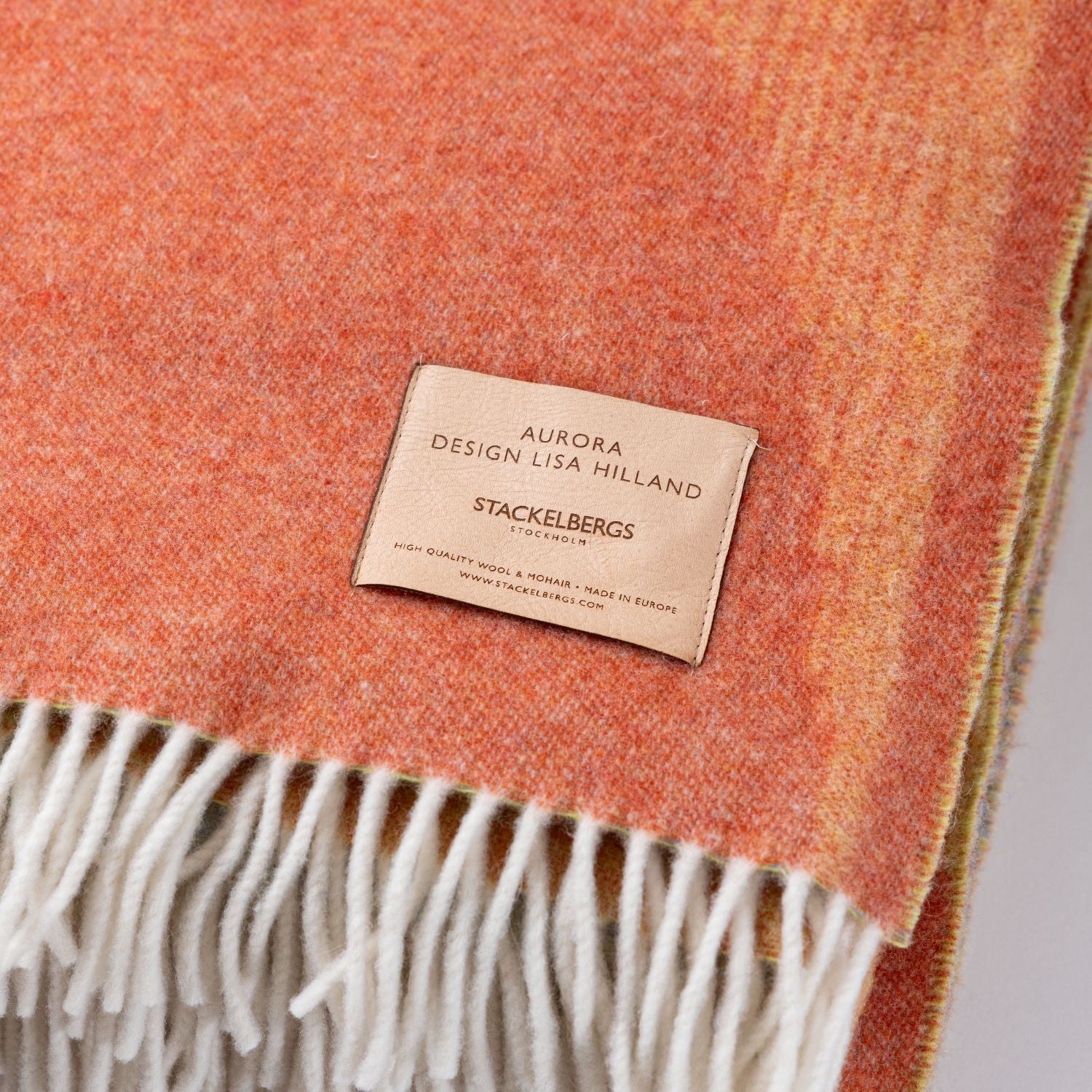 AURORA Ortis Solis Wool Blanket Orange, Light Blue & Lime