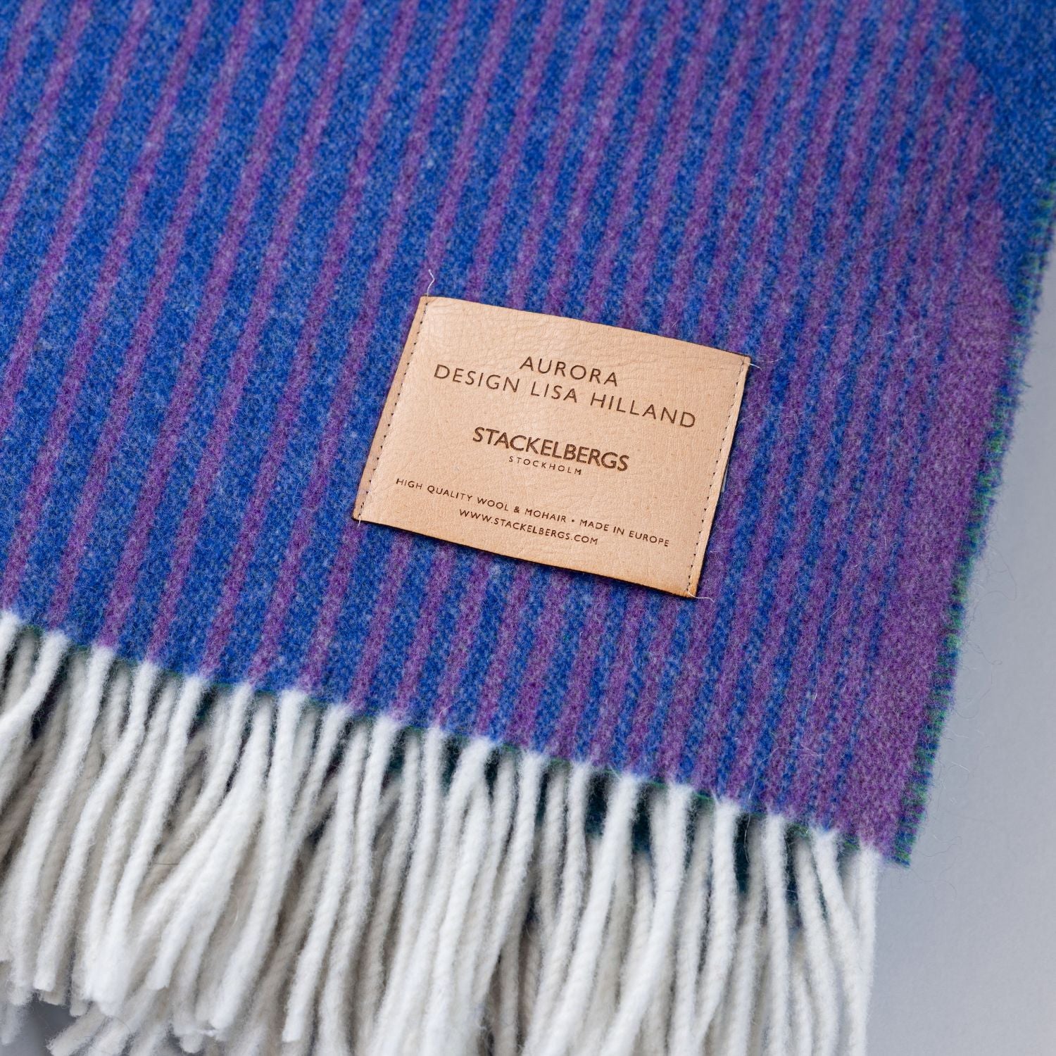 AURORA Revontulet Wool Blanket Azur, Green & Lilac