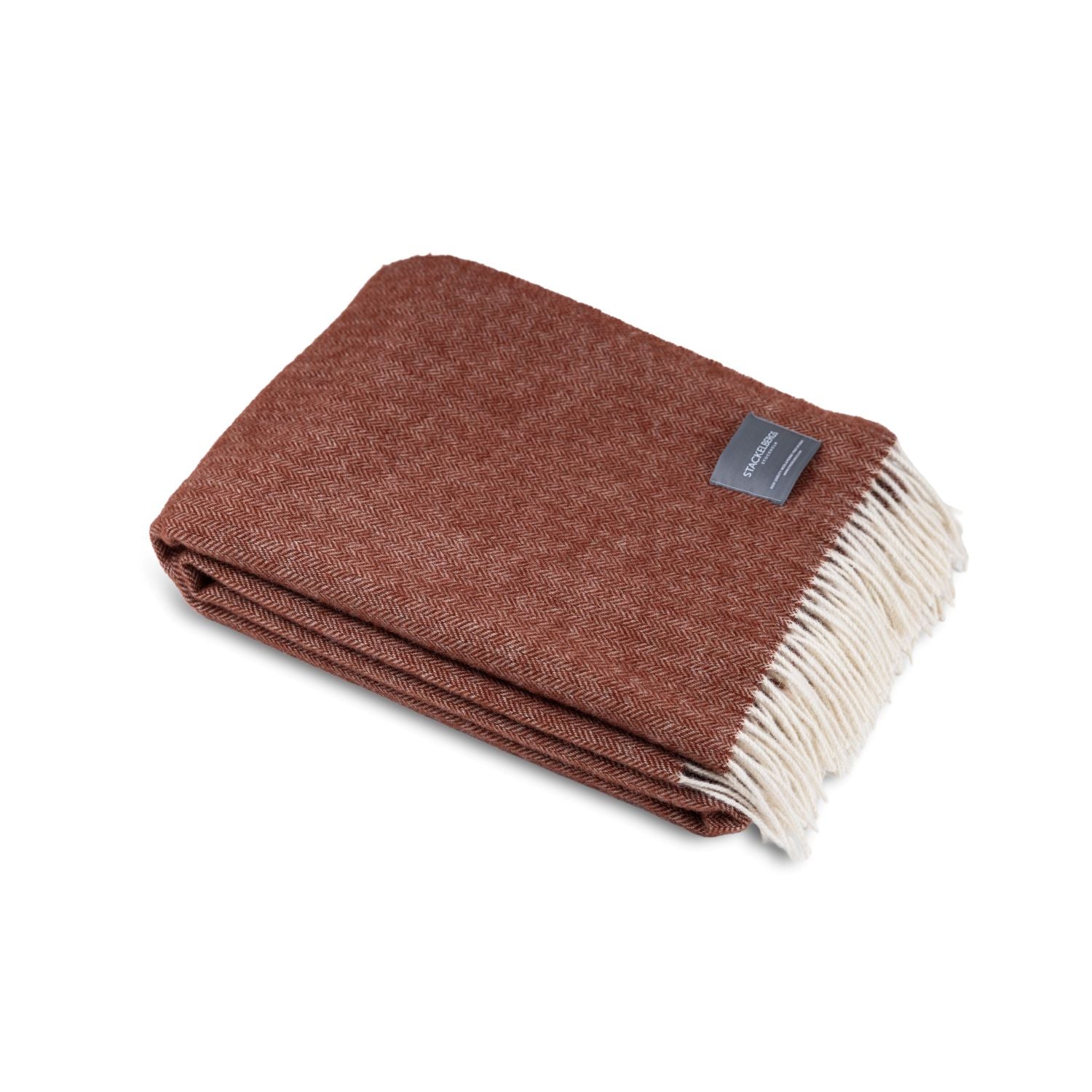 Wool Blanket Fishbone Brick & Offwhite