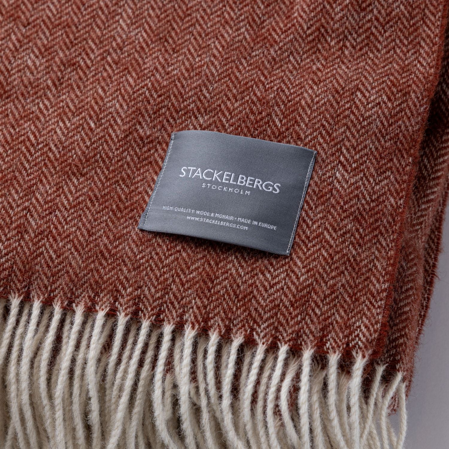 Wool Blanket Fishbone Brick & Offwhite