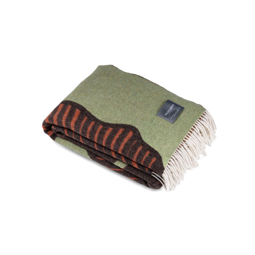 Floral Wool Blanket Green & Brown