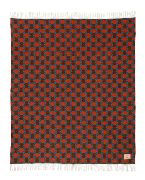 The View Jaquard Blanket Orange & Turqouise