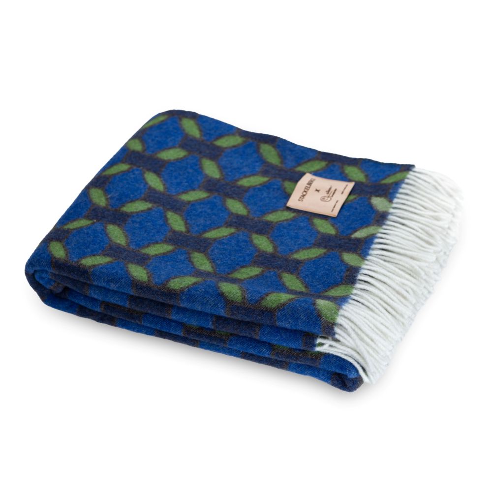 The Insight Jaquard Blanket Indigo & Lime