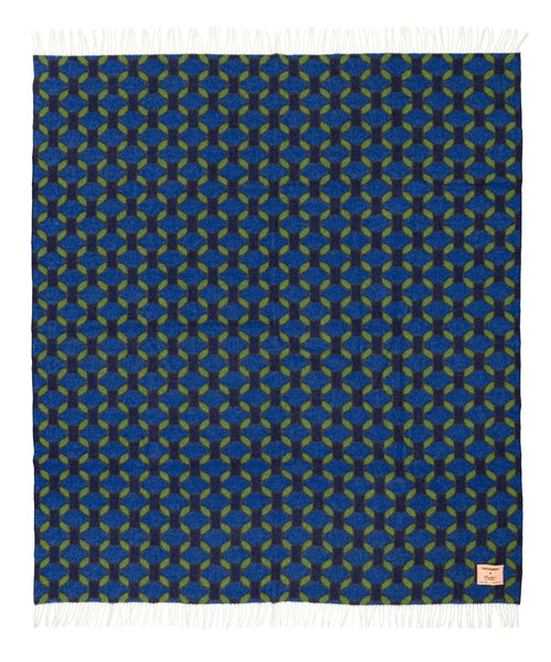 The Insight Jaquard Blanket Indigo & Lime