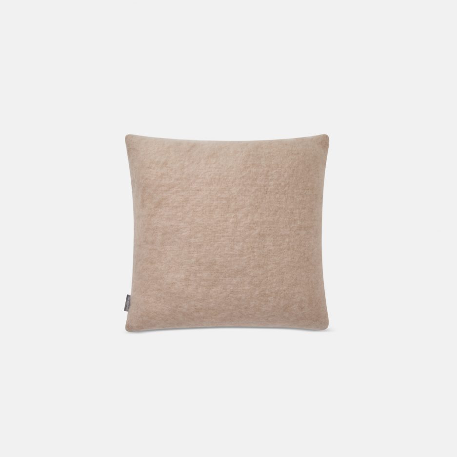 A luxurious Stackelbergs Mohair Cushion cover in Portabello on a white backdrop