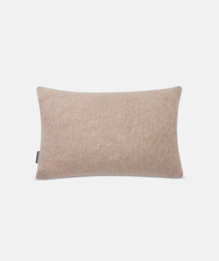 A luxurious Stackelbergs Mohair Cushion cover in Portabello on a white backdrop